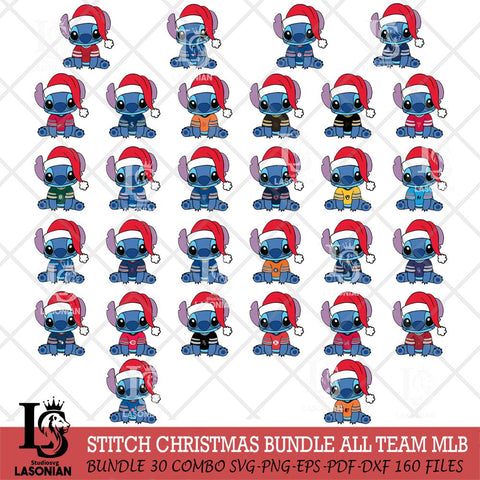 Stitch Merry Christmas MLB ALL TEAM SVG DXF EPS PNG file, Cut file cricut, Instant Download