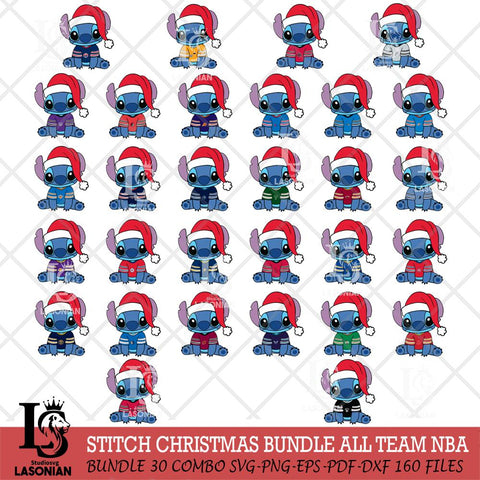 Stitch Merry Christmas NBA ALL TEAM SVG DXF EPS PNG file, Cut file cricut, Instant Download