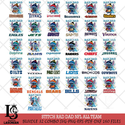 Stitch Rad Dad NFL SVG DXF EPS PNG FILE, BIG BUNDLE Disney Father day File Cut,Digital Download,Instant Download,Disney Svg Files
