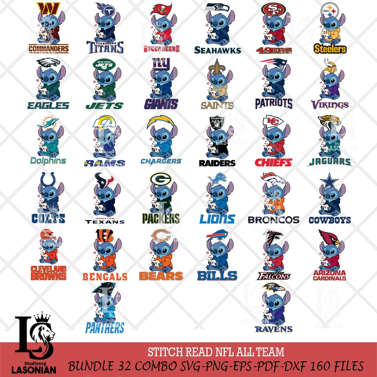 Stitch Read NFL Digital Download, NFL SVG DXF EPS PNG PDF File, File ...