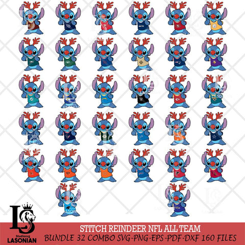 Stitch Reindeer NFL ALL TEAM Svg Eps Dxf Png File, Digital Download, Instant Download