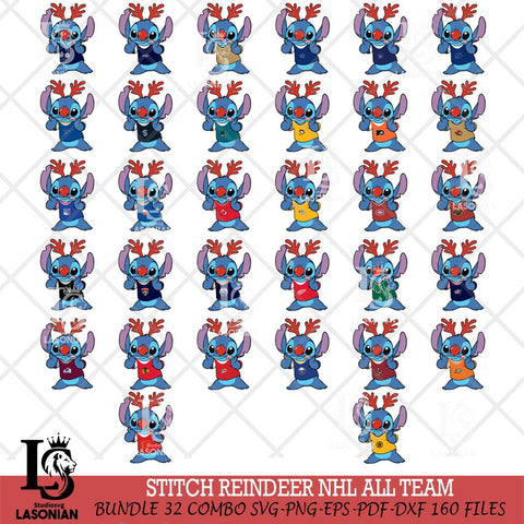 Stitch Reindeer NHL ALL TEAM Svg Eps Dxf Png File, Digital Download, Instant Download