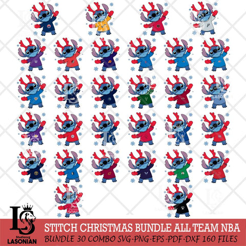 Stitch Santa Christmas NBA ALL TEAM SVG DXF EPS PNG file, Cut file cricut, Instant Download