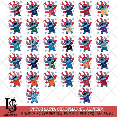 Stitch Santa Christmas NFL ALL TEAM Svg Eps Dxf Png File, Digital Download, Instant Download