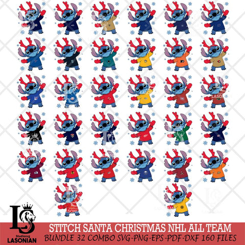 Stitch Santa Christmas NHL ALL TEAM Svg Eps Dxf Png File, Digital Download, Instant Download
