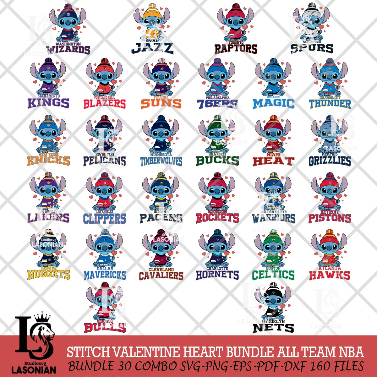 Stitch Valentine Holding Heart NBA File cut , Criucut , Digital ...