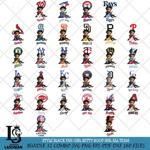 Style Black Fan Girl Betty Boop NHL, Svg Eps Dxf Png File, Digital Download