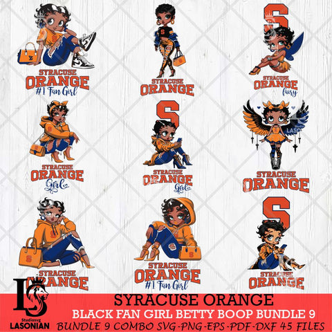Syracuse Orange Black Fan Girl Betty Boop Bundle 9, Svg Eps Dxf Png File, Digital Download