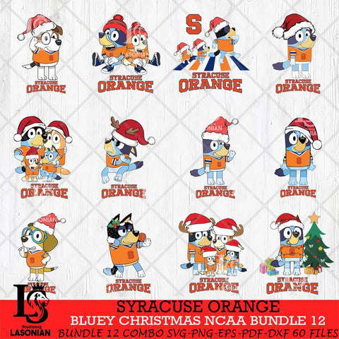 Syracuse Orange Bluey Christmas NCAA Bundle 12 Cricut File Cut Files , Bluey Cricut , Christmas Svg , Bluey svg , Digital Download, dxf eps png pdf file