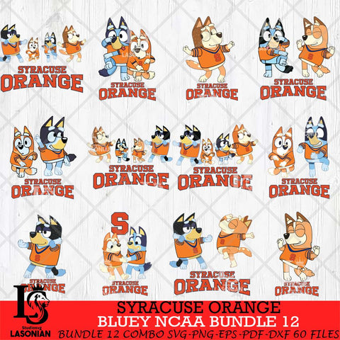 Syracuse Orange Bluey Dace Mode NCAA Bundle 12 SVG Eps Dxf Png File, Digital Download, Instant Download