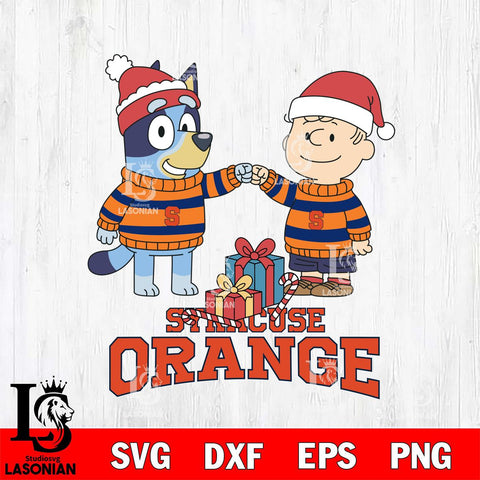 Syracuse Orange Bluey With Charlie Brown Christmas File Cut, NCAA SVG DXF EPS PNG FILE, Digital Download,Instant Download, Silhouette