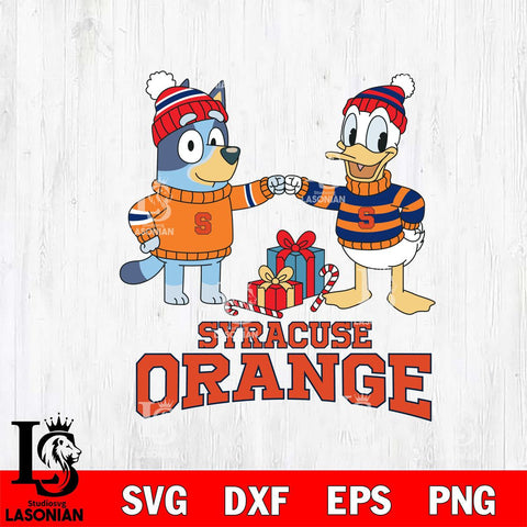 Syracuse Orange Bluey With Donald Duck Christmas File Cut, NCAA SVG DXF EPS PNG FILE, Digital Download,Instant Download, Silhouette
