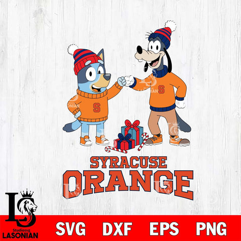 Syracuse Orange Bluey With Goofy Christmas File Cut, NCAA SVG DXF EPS PNG FILE, Digital Download,Instant Download, Silhouette