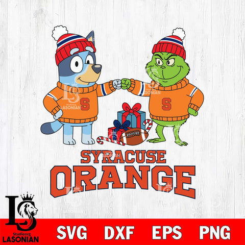 Syracuse Orange Bluey With Grinch Christmas File Cut, NCAA SVG DXF EPS PNG FILE, Digital Download,Instant Download, Silhouette