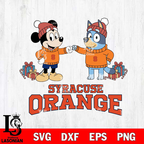 Syracuse Orange Bluey With Mickey Christmas File Cut, NCAA SVG DXF EPS PNG FILE, Digital Download,Instant Download, Silhouette
