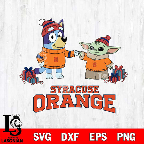 Syracuse Orange Bluey With Yoda Christmas File Cut, NCAA SVG DXF EPS PNG FILE, Digital Download,Instant Download, Silhouette