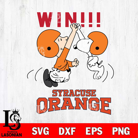 Syracuse Orange Charlie Brown and Snoopy Win Svg Eps Dxf Png File, NCAA svg , Digital Download , Instant Download, Cricut File