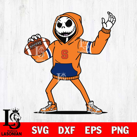 Syracuse Orange Jack Skellington Football Christmas File Cut, NCAA SVG DXF EPS PNG FILE, Digital Download , Criucut , Silhouette