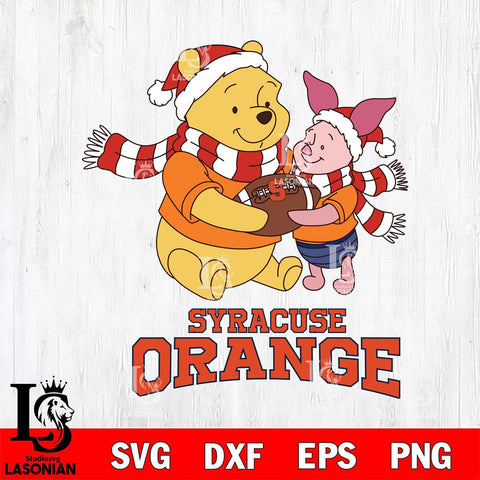 Syracuse Orange Winnie the Pooh & Piglet Football Cricut,Christmas SVG DXF EPS PNG FILE, NCAA Digital Download,Instant Download, Silhouette