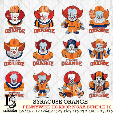Syracuse Orange  Pennywise Horror NCAA Bundle 12 SVG Svg Eps Dxf Png File, Digital Download
