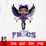 TCU Horned Frogs Anglel Black Fan Girl Betty Boop, Svg Eps Dxf Png File, Digital Download