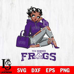 TCU Horned Frogs Awesome Black Fan Girl Betty Boop, Svg Eps Dxf Png File, Digital Download