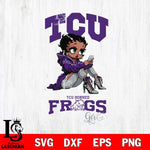 TCU Horned Frogs Beauty Black Fan Girl Football, Svg Eps Dxf Png File, Digital Download
