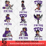 TCU Horned Frogs Black Fan Girl Betty Boop Bundle 9, Svg Eps Dxf Png File, Digital Download