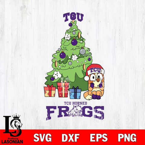TCU Horned Frogs Bluey Chilli Christmas Tree Svg Eps Dxf Png File, Digital Download