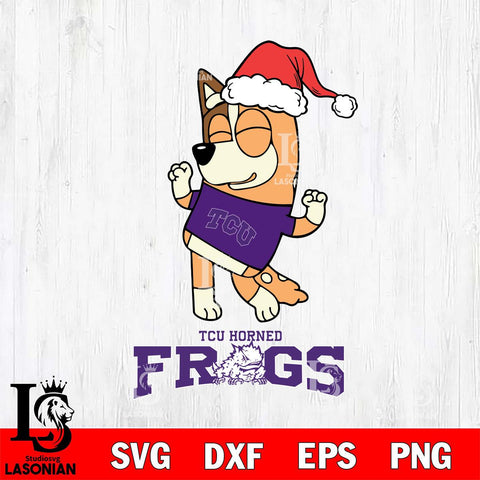 TCU Horned Frogs Bluey Chilli Happy Christmas Svg Eps Dxf Png File, Digital Download