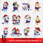 TCU Horned Frogs Bluey Christmas NCAA Bundle 12 SVG Eps Dxf Png File, Digital Download, Instant Download