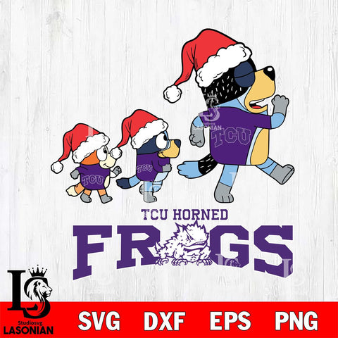 TCU Horned Frogs Bluey Family Christmas Svg Eps Dxf Png File, Digital Download