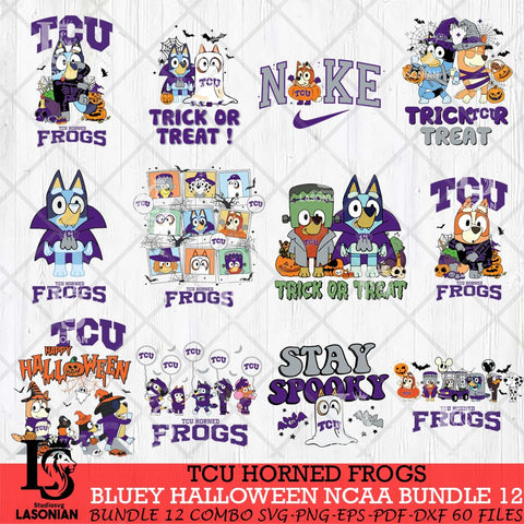 TCU Horned Frogs Bluey Halloween NCAA 12 SVG Eps Dxf Png File, Bundle NCAA svg, Digital Download, Instant Download