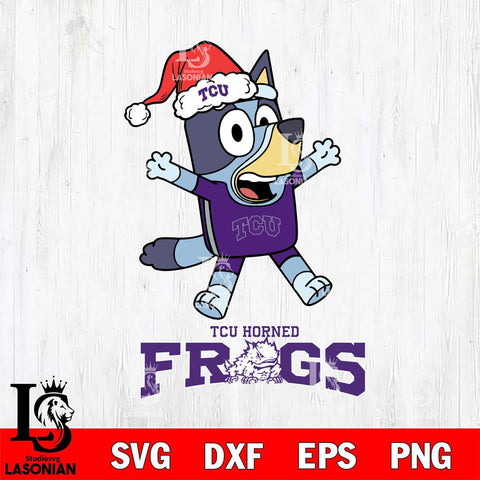 TCU Horned Frogs Bluey Happy Christmas Svg Eps Dxf Png File, Digital Download