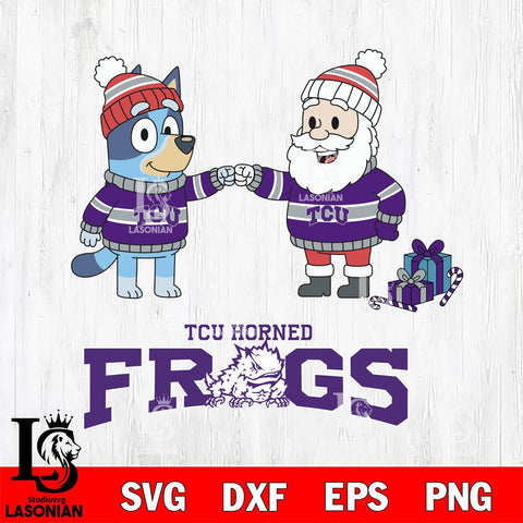 TCU Horned Frogs Bluey With Satan Christmas File Cut, NCAA SVG DXF EPS PNG FILE, Digital Download,Instant Download, Silhouette