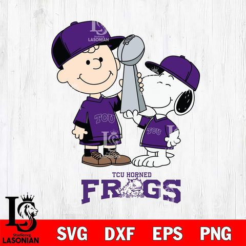 TCU Horned Frogs Charlie Brown and Snoopy Champions Svg Eps Dxf Png File, NCAA svg , Digital Download , Instant Download, Cricut File