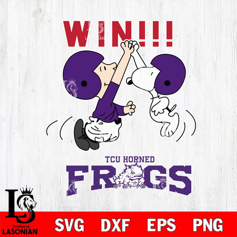 TCU Horned Frogs Charlie Brown and Snoopy Win Svg Eps Dxf Png File, NCAA svg , Digital Download , Instant Download, Cricut File