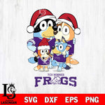 TCU Horned Frogs Christmas Bluey Family Sport Cut Files,Bluey Cricut,Christmas Svg , Bluey svg , Digital Download, dxf eps png pdf file