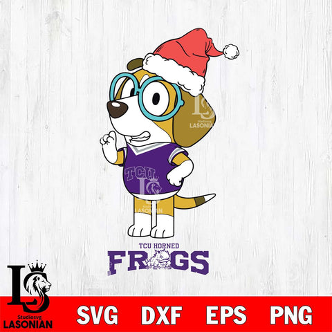 TCU Horned Frogs Christmas Bluey Honey Sport Cut Files,Bluey Cricut,Christmas Svg , Bluey svg , Digital Download, dxf eps png pdf file