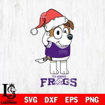 TCU Horned Frogs Christmas Bluey Jack Sport Cut Files,Bluey Cricut,Christmas Svg , Bluey svg , Digital Download, dxf eps png pdf file