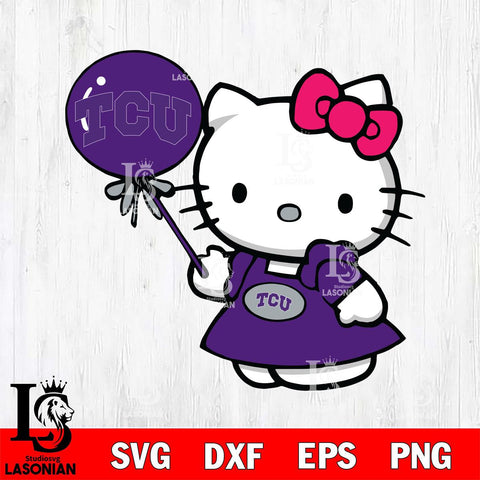 TCU Horned Frogs Cute Hello Kitty 2 Svg Eps Dxf Png File, Digital Download, Instant Download