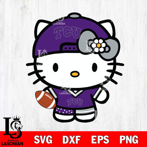 TCU Horned Frogs Cute Hello Kitty Football 10 Svg Eps Dxf Png File, NCAA svg, Digital Download, Instant Download