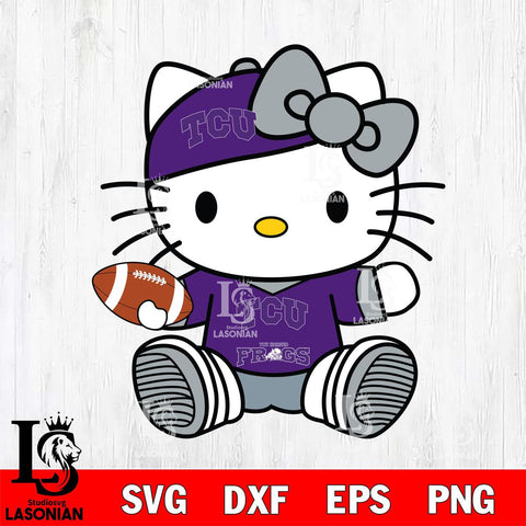 TCU Horned Frogs Cute Hello Kitty Football 11 Svg Eps Dxf Png File, NCAA svg, Digital Download, Instant Download