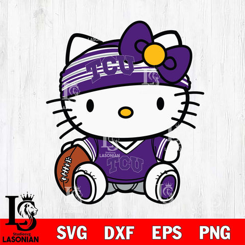 TCU Horned Frogs Cute Hello Kitty Football 12 Svg Eps Dxf Png File, NCAA svg, Digital Download, Instant Download