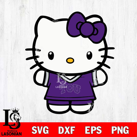 TCU Horned Frogs Cute Hello Kitty Football 6 Svg Eps Dxf Png File, NCAA svg, Digital Download, Instant Download