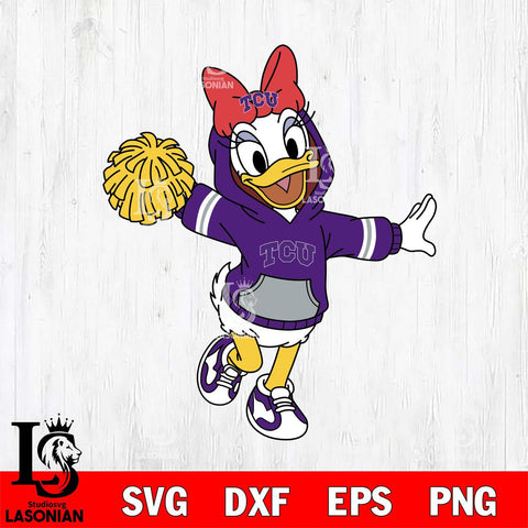 TCU Horned Frogs Daisy Duck Cheerleader Christmas File Cut, NCAA SVG DXF EPS PNG FILE, Digital Download , Criucut , Silhouette