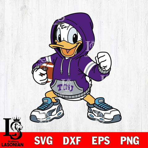 TCU Horned Frogs Donald Duck Disney Christmas File Cut, NCAA SVG DXF EPS PNG FILE, Digital Download , Criucut , Silhouette