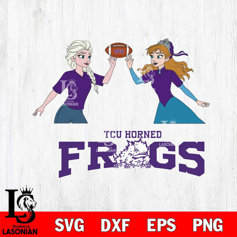 TCU Horned Frogs Elsa & Anna Football Cricut,Christmas SVG DXF EPS PNG FILE, NCAA Digital Download,Instant Download, Silhouette