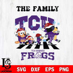 TCU Horned Frogs Family Bluey Christmas Svg Eps Dxf Png File, Digital Download
