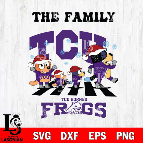 TCU Horned Frogs Family Bluey Christmas Svg Eps Dxf Png File, Digital Download